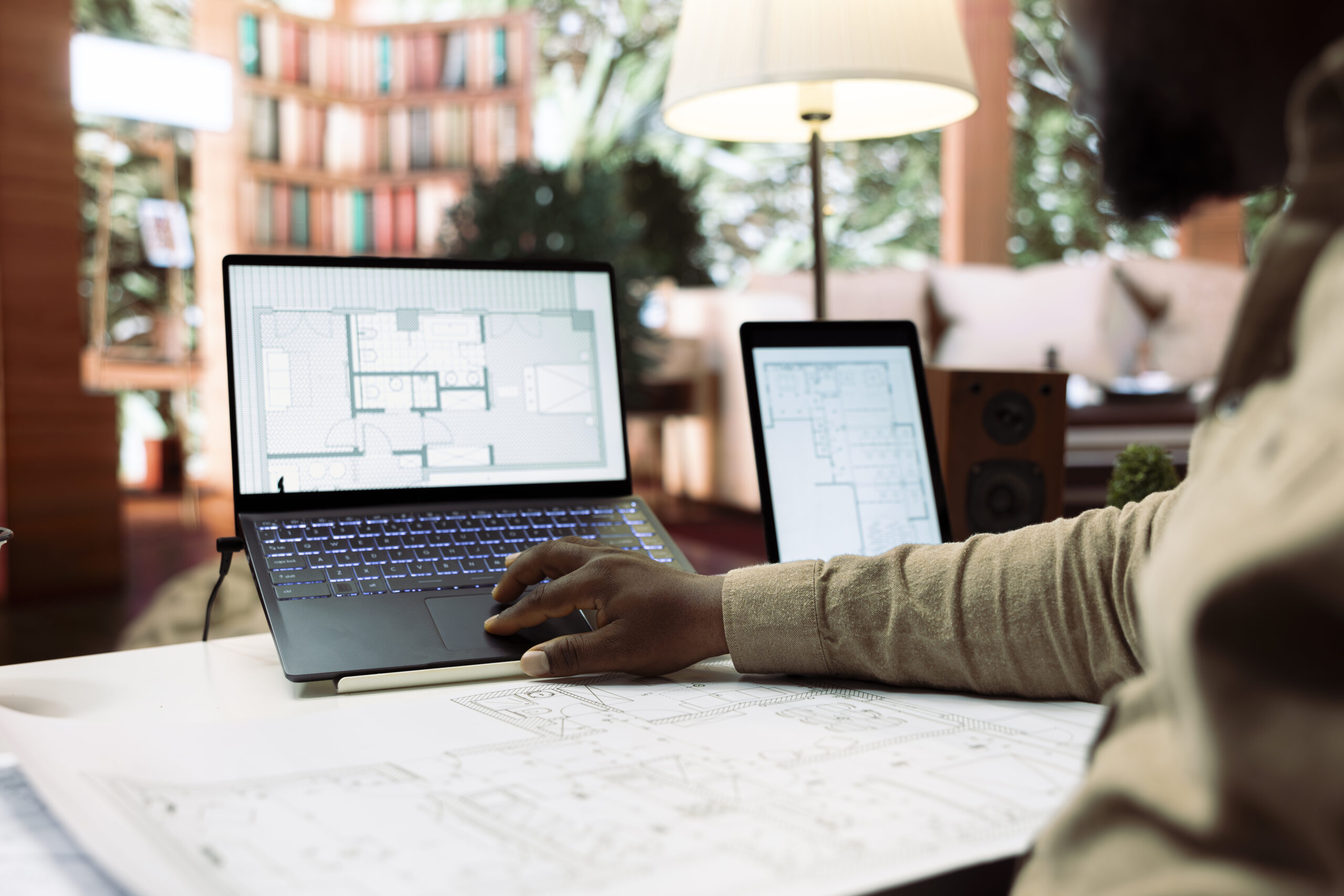 Mechanical estimator using digital drawings on laptop for mechanical take-off and preconstruction pricing.